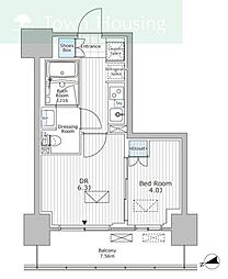 パークアクシス市川 1DKの間取図画像