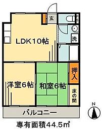 カジュアルコーポ 2LDKの間取図画像
