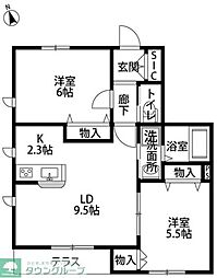 フェルゼ西船 2LDKの間取図画像