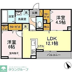 グランテージ海神N棟 2LDKの間取図画像