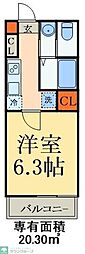 ベルモンターニュ 1Kの間取図画像