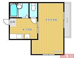 グリーンハイツ 1Kの間取図画像