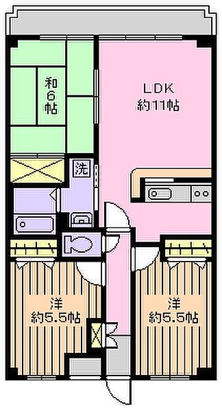 クラールハイト秋本 205｜千葉県市川市南行徳2丁目(賃貸マンション3LDK・2階・67.16㎡)の写真 その2