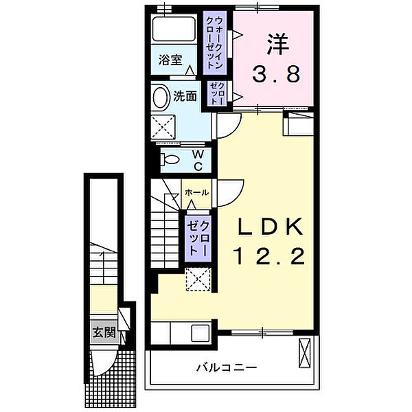 ルピナス 203｜千葉県野田市桜台(賃貸アパート1LDK・2階・42.56㎡)の写真 その2