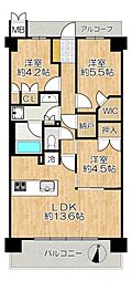 グランドパレス上新庄小松 3LDKの間取図画像