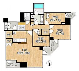 シティタワーグラン天王寺 3LDKの間取図画像