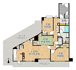 グランドブルーアベノ丸山通アーバンビュー 3LDKの間取図画像