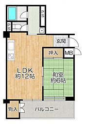 グランドマンションニュー大阪 1LDKの間取図画像