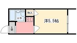 コスモス伊伝居 1Kの間取図画像