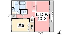 サンシャイン1号館 1LDKの間取図画像