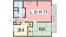 大林ハイツ 2LDKの間取図画像