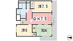 リッチウォーク土山 3DKの間取図画像