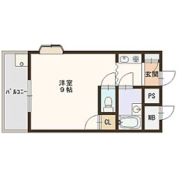 セピア51 1Kの間取図画像