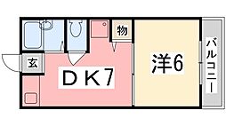 インタービレッジ三条 1DKの間取図画像