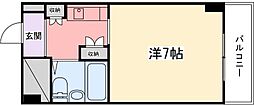 飾磨中村コーポ ワンルームの間取図画像