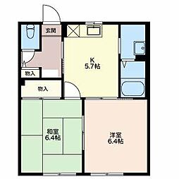 城の里B 2Kの間取図画像