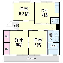 サンハイツ 3DKの間取図画像