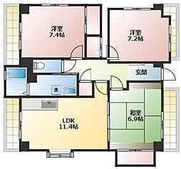 シャレシュエット 3LDKの間取図画像