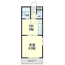 ピアハイツヒロセB 1DKの間取図画像