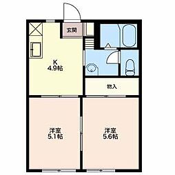 桜通りF 2Kの間取図画像