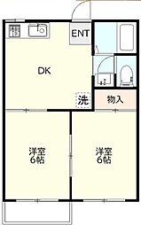メゾンあいA 2DKの間取図画像