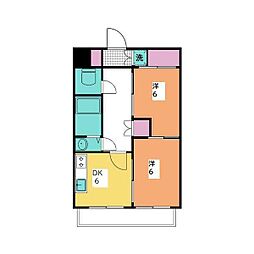ユーロハイツ浜岡 2DKの間取図画像