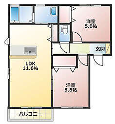 エスポア2 2LDKの間取図画像