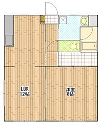 ヴィラメルトン2 1LDKの間取図画像
