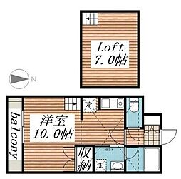 ララヒルズPART1 1Kの間取図画像