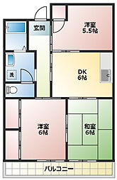 コーポシルク 3DKの間取図画像