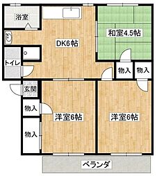 ハピネス二番町B 3DKの間取図画像