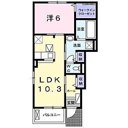 パーチェ2 1LDKの間取図画像
