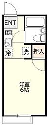 コーポちぼり 1Kの間取図画像