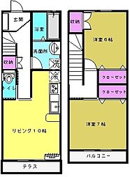 アパート 2LDKの間取図画像