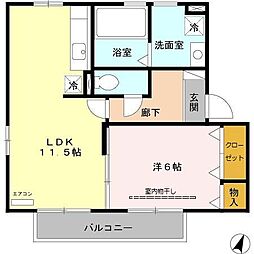 ルーナベール 1LDKの間取図画像