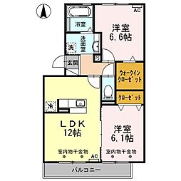リュミエール・ソレール 2LDKの間取図画像