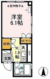 アンソレイユ塩町 1Kの間取図画像