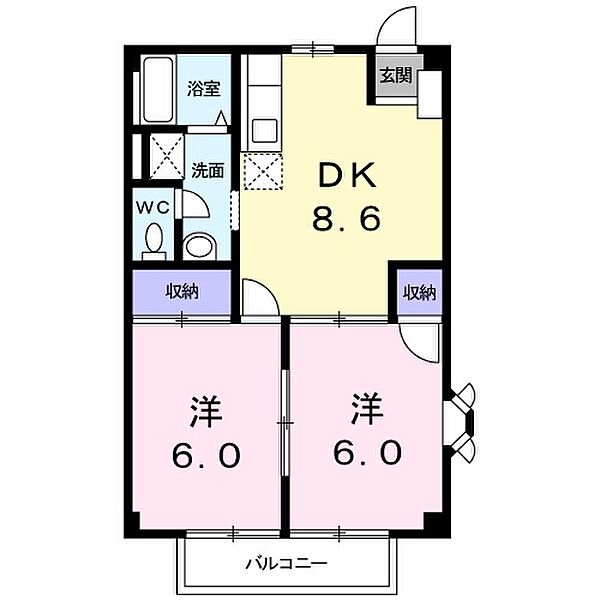 カームピジョン 201｜静岡県袋井市新屋３丁目(賃貸アパート2DK・2階・44.72㎡)の写真 その2