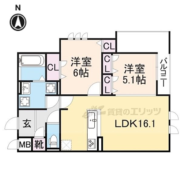 Ａｒｃｏｂａｌｅｎｏ 201｜大阪府枚方市伊加賀西町(賃貸アパート2LDK・2階・65.33㎡)の写真 その2