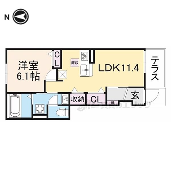 奈良県大和高田市大字市場(賃貸アパート1LDK・1階・44.19㎡)の写真 その2