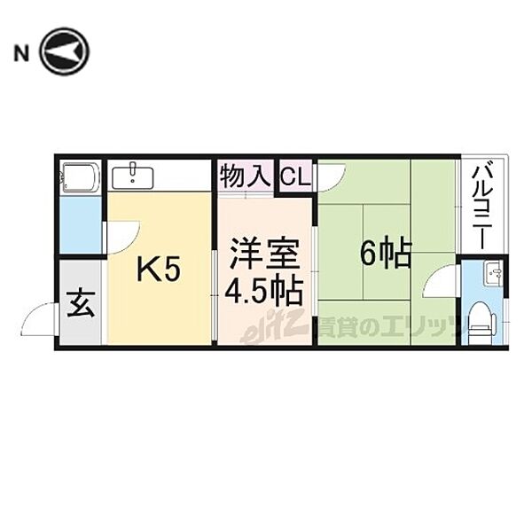 大阪府枚方市養父丘１丁目(賃貸アパート2K・3階・31.50㎡)の写真 その2