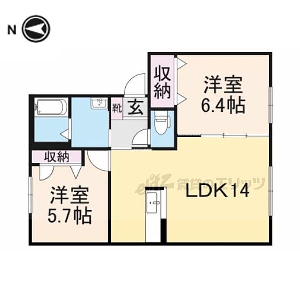 エトワールＤ 106｜奈良県生駒郡斑鳩町東福寺１丁目(賃貸アパート2LDK・1階・57.07㎡)の写真 その2