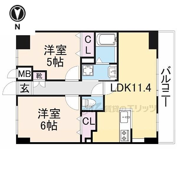 大阪府寝屋川市日新町(賃貸マンション2LDK・4階・49.36㎡)の写真 その2