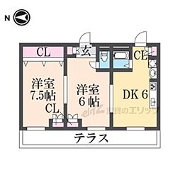 ランドヒルパート3 2DKの間取図画像