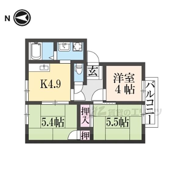 奈良県桜井市大字外山(賃貸アパート2K・2階・47.00㎡)の写真 その2