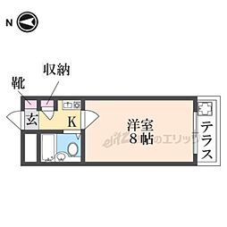 シティパレス21東生駒P-3C 1Kの間取図画像
