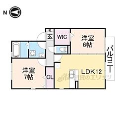 リバーラックディライト 2LDKの間取図画像