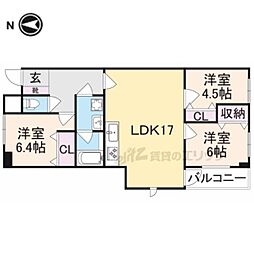 アネックスミタカ学園前 3LDKの間取図画像