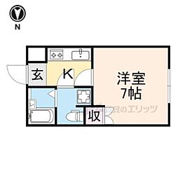 リヴェルテ生駒 1Kの間取図画像