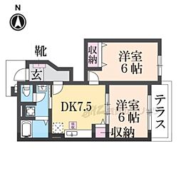 ヴェルドミール2 2DKの間取図画像
